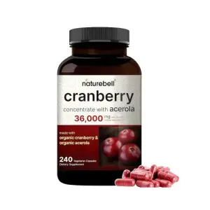 NatureBell Cranberry Pills with Acerola - 36000 Mg | 240 Veggie Capsules