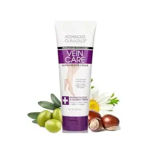 Advanced Clinicals Varicose Veins Care Cream For Legs | 8 Fluid Ounces