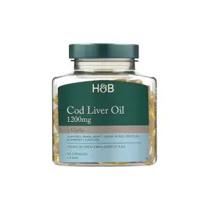 Holland & Barrett Pure Cod Liver Oil & Garlic - 60 Capsules | 1200 Mg